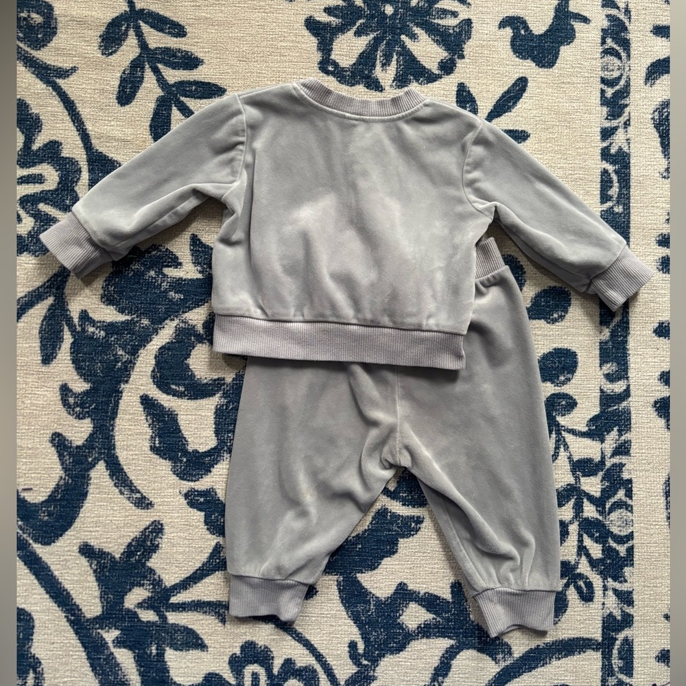Gray Velour Baby Tracksuit